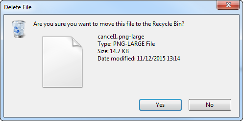 Are you sure you want to move this file to the Recycle Bin? Yes / No 