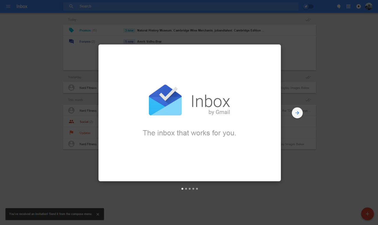 Inbox by Gmail. The inbox that works for you