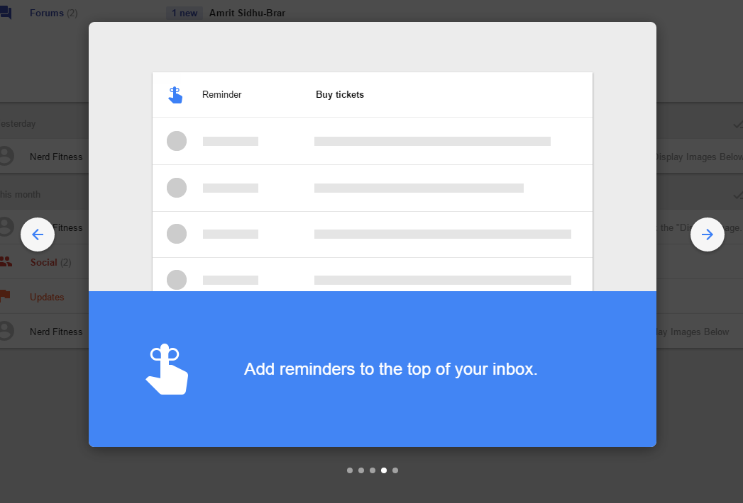 Add reminders to the top of your inbox.