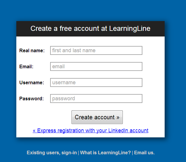 Create a free account at LearningLine